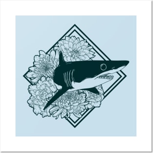 Floral Shark Posters and Art